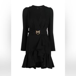 Brand new black classy Pinko love belt ruffle dress